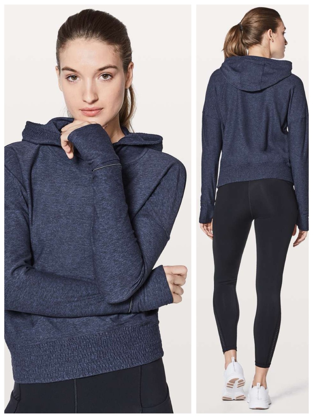 Lululemon Athletica Lead The Pack Hoodie, Heathered Stony Grape / Black sz. 2